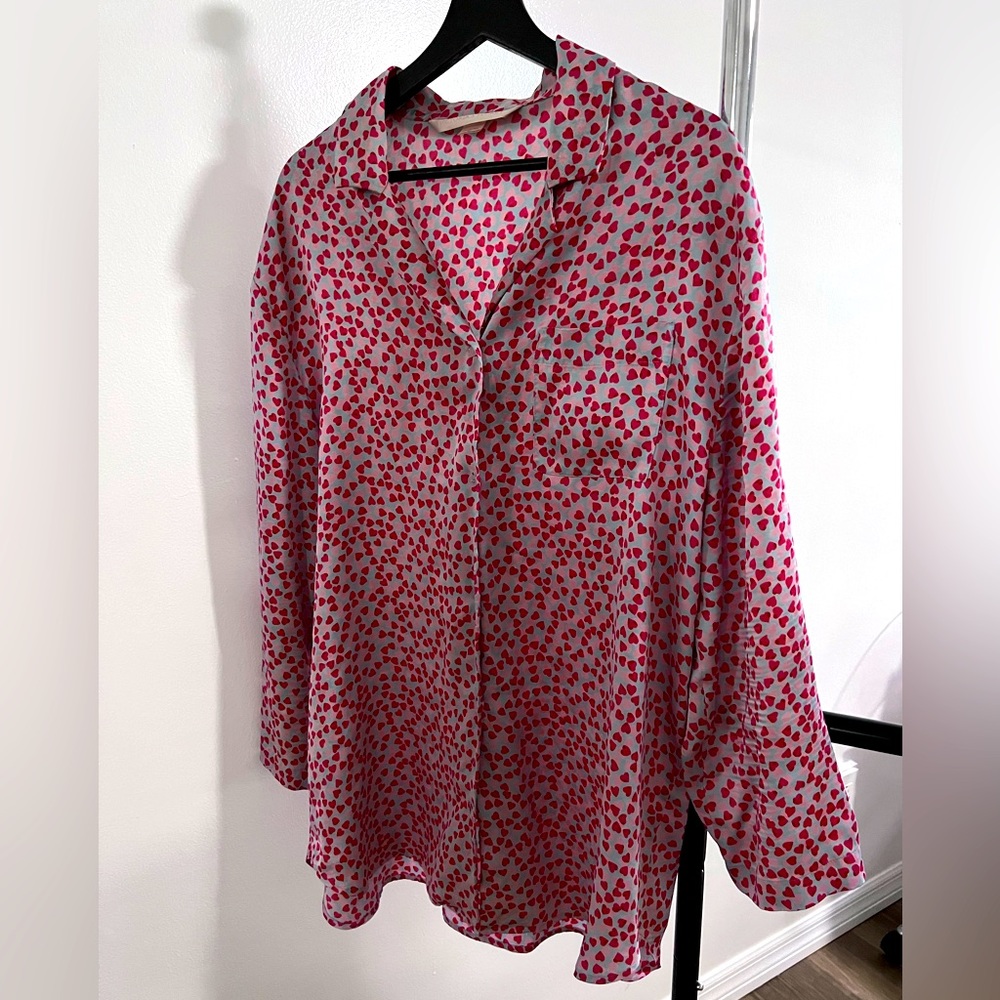 Victoria’s Secret Silky Satin HEARTS Nightshirt Pajama Top VS